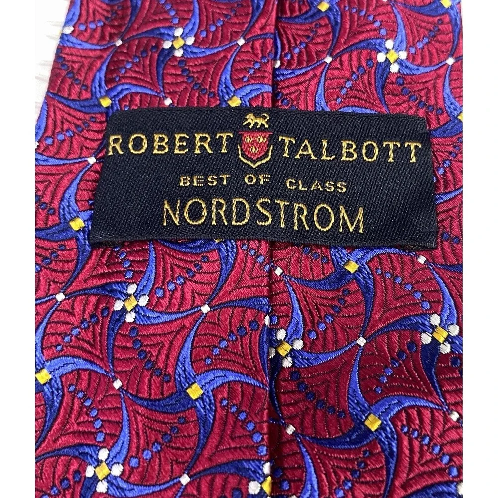 ROBERT TALBOTT Best‎ Of Class Nordstrom Red/Blue/Yellow SILK Neck Tie 58